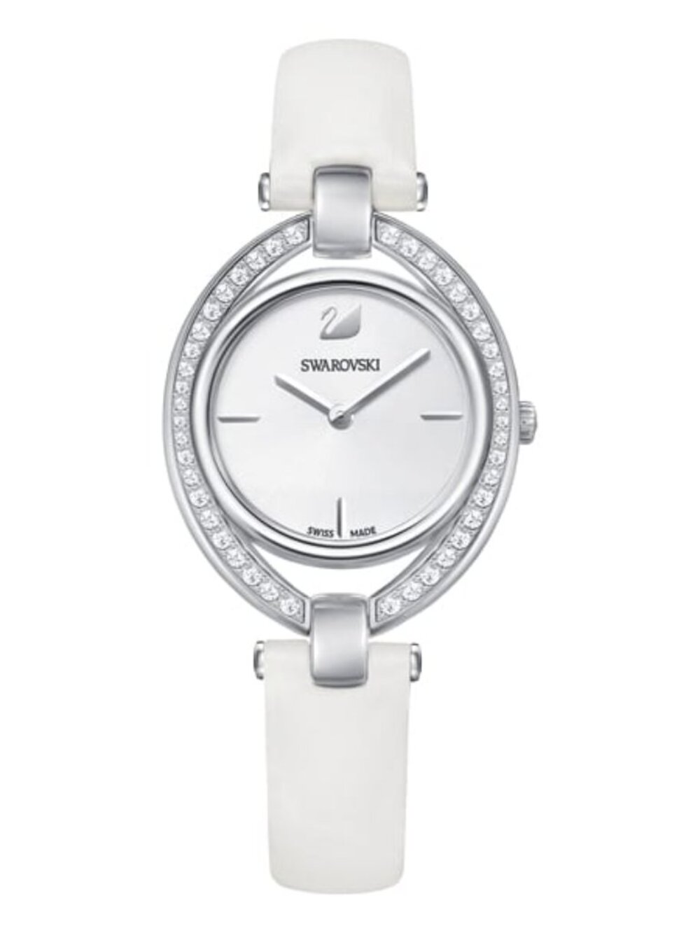 Swarovski Stella White Leather Strap Watch